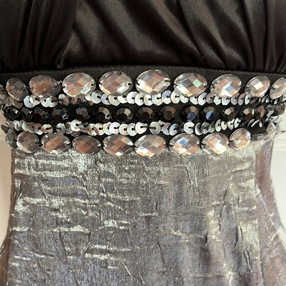 My Michelle black gray party dress strapless Sz 1 prom wedding sweet 16 mitzvah - Picture 2 of 13